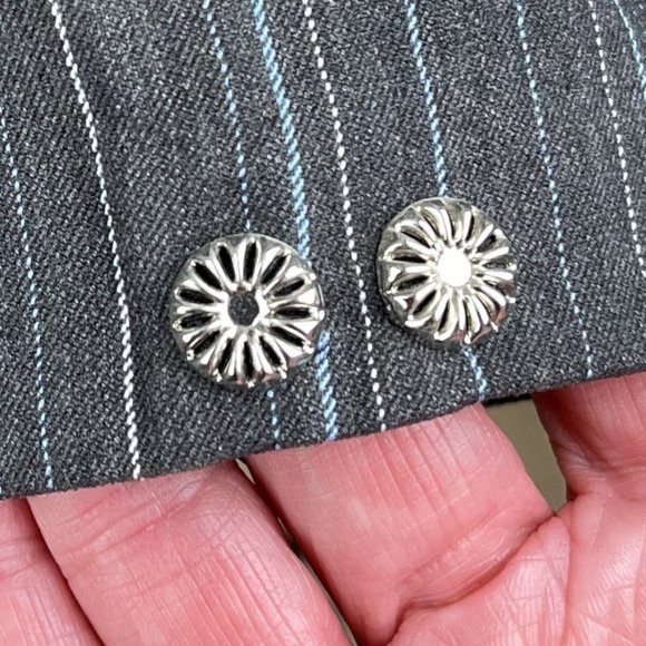 Custom Embellished Gray pin striped Jacket - Picture 5 of 5